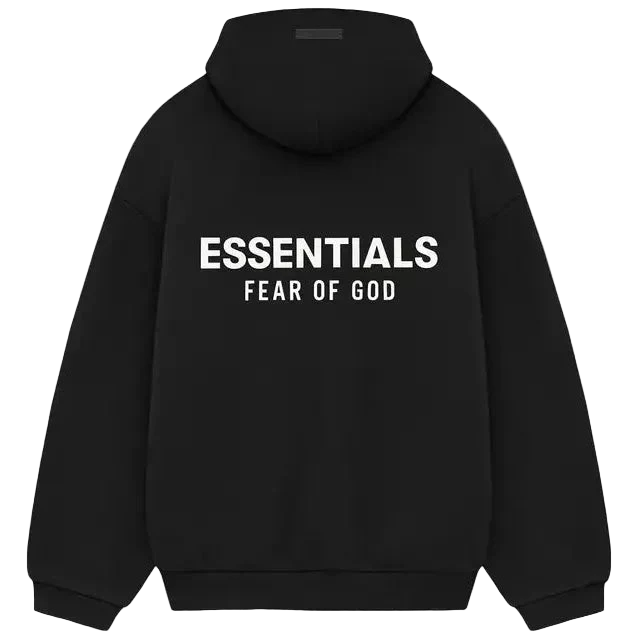 Fear Of God Essentials Black White Fleece Hoodie: Oversized Fit, Iconic Branding