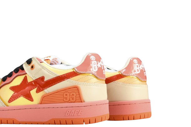 A Bathing Ape Bape SK8 Sta Orange Low-Top Sneakers Vibrant Streetwear