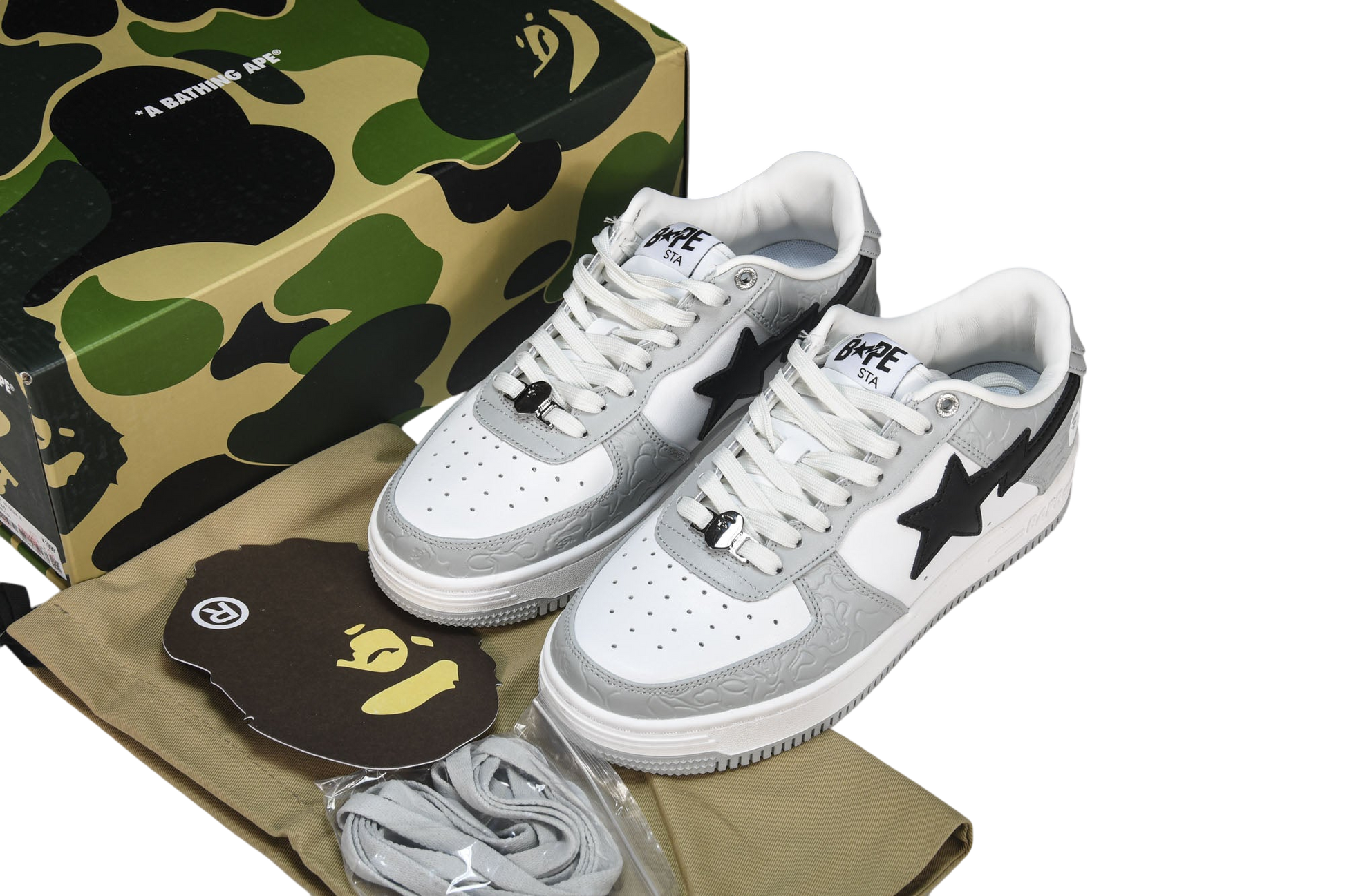 A Bathing Ape Bape Sta Low Grey Black Premium Streetwear Sneakers