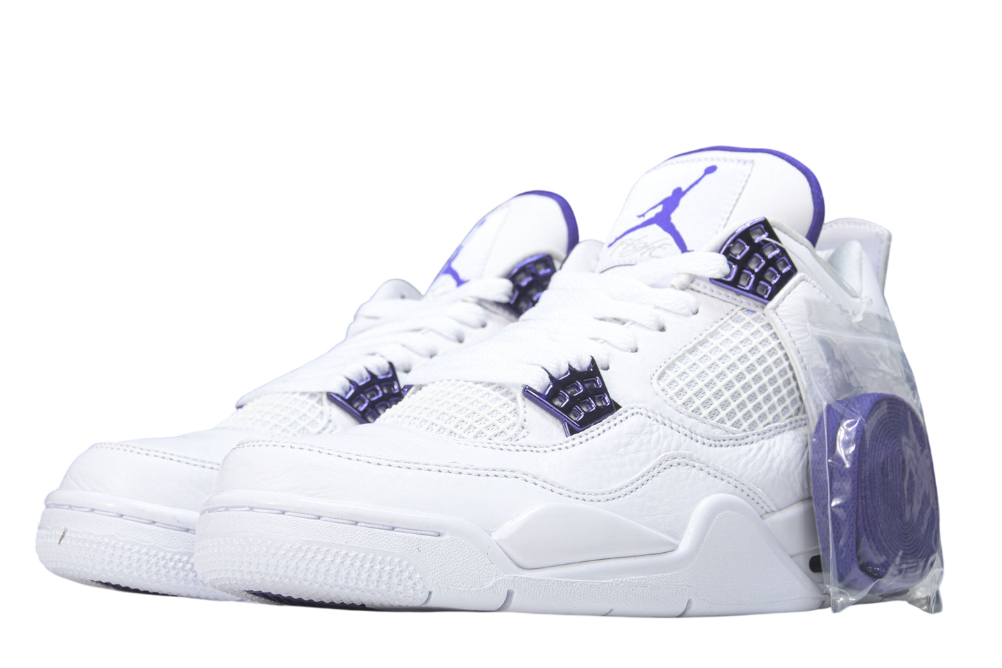Air Jordan 4 Retro White Court Purple Metallic Men's Basketball Sneakers