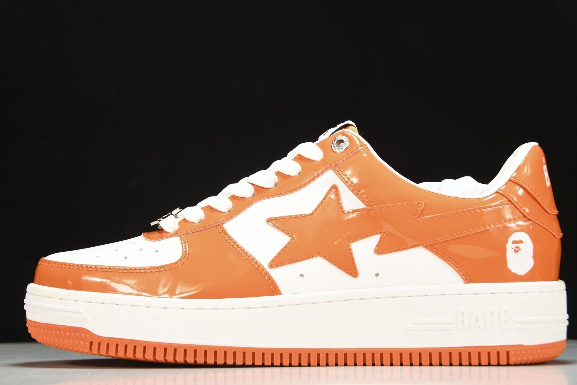 Vibrant BAPE STA Low Orange Leather Sneakers for Iconic Streetwear Style