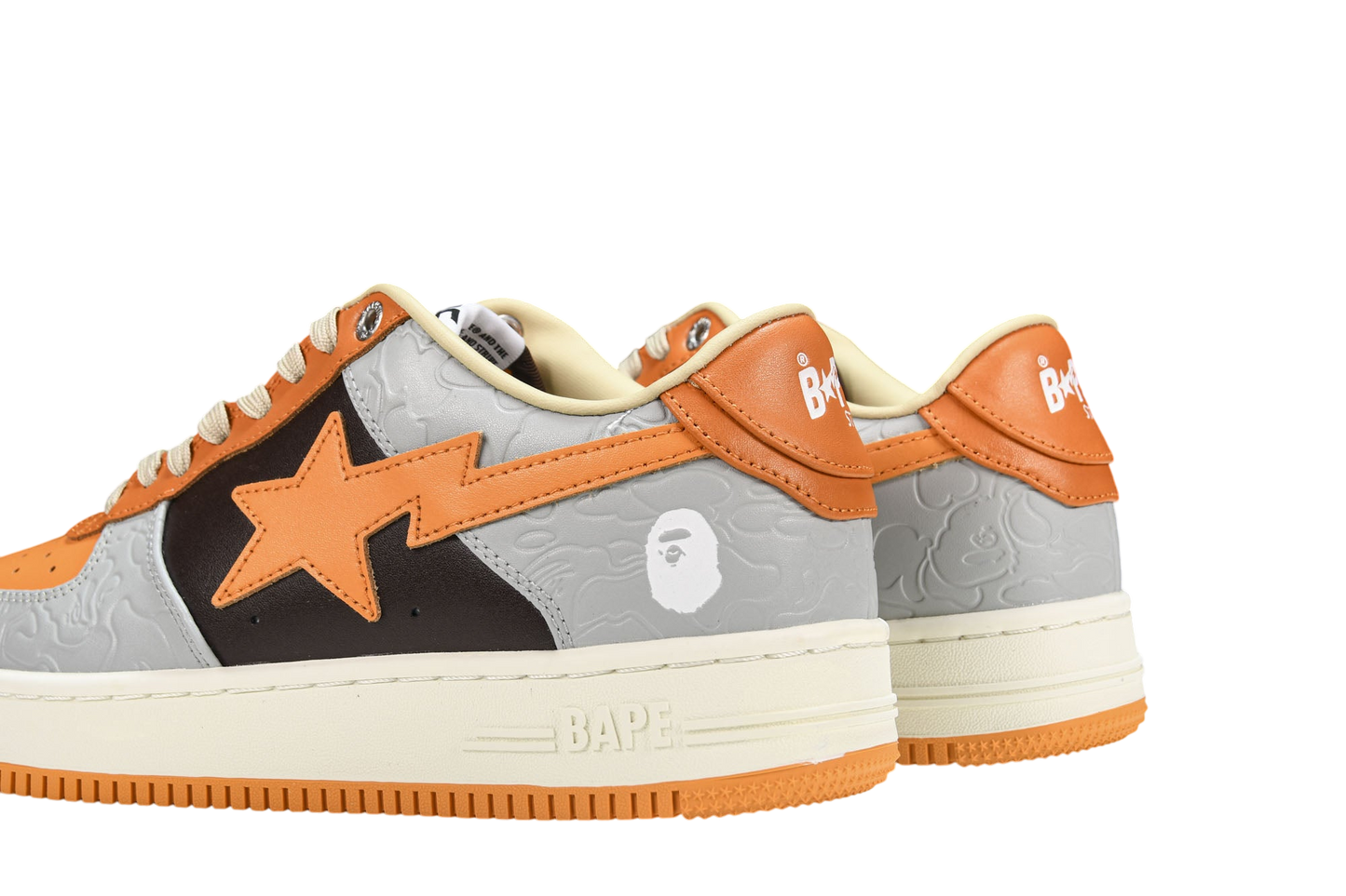 A Bathing Ape Bape Sta Low Orange Grey Streetwear Fashion Sneakers