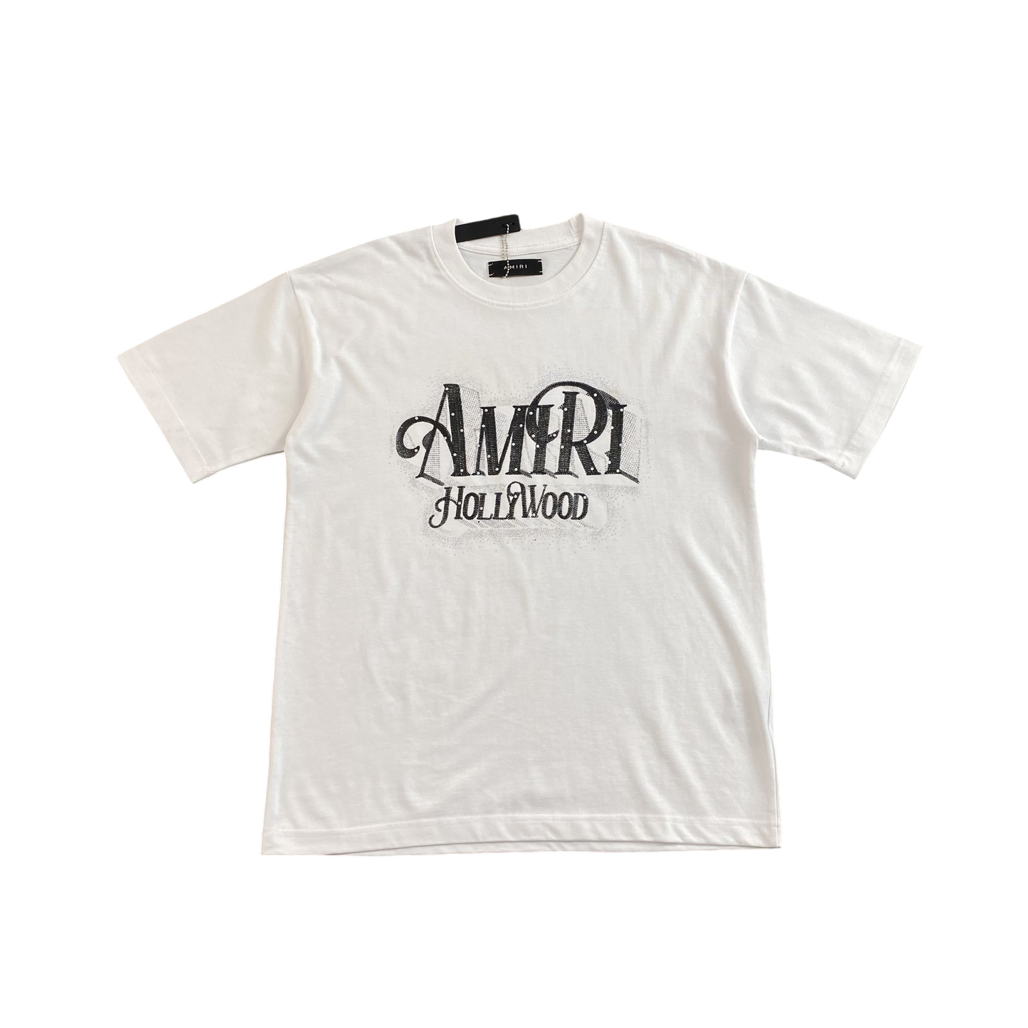 Amiri Hollywood Black White Cotton Crewneck T-Shirt Men's Luxury Fashion Tee