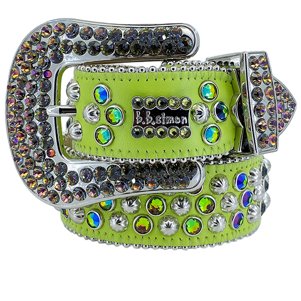 B B Simon Lavasan Light Green Crystal Buckle Fashion Belt Accessory
