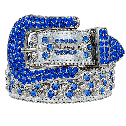 Dazzling B.B. Simon Lavasan Chrome Blue Crystal Belt - Sparkle & Style