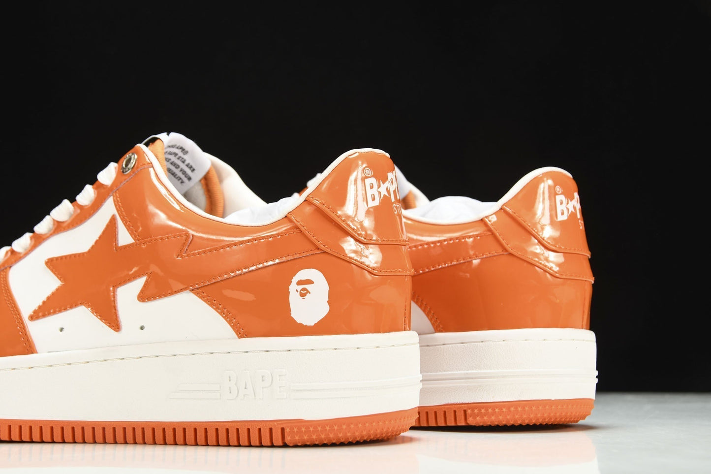Vibrant BAPE STA Low Orange Leather Sneakers for Iconic Streetwear Style