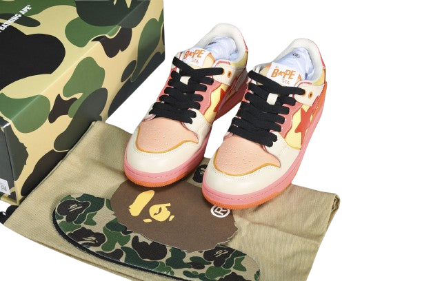 A Bathing Ape Bape SK8 Sta Orange Low-Top Sneakers Vibrant Streetwear
